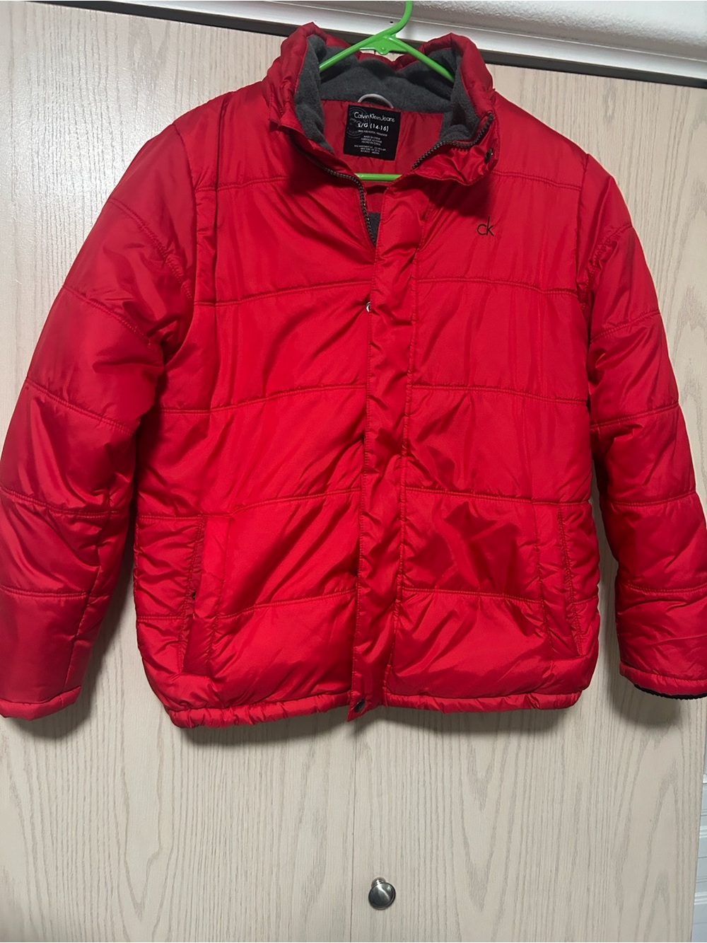 Calvin Klein Jeans Bright Red Quilted Puffer Jacket - Kids